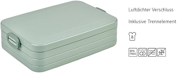 Mepal - Lunchbox Take a Break Large - Brotdose To Go - Für 4 Sandwiches oder 8 Brotscheiben - Meal Prep Box - Essensbox mit Unterteilung - Spülmaschinenfest - 1500 ml - Nordic Blue - 2