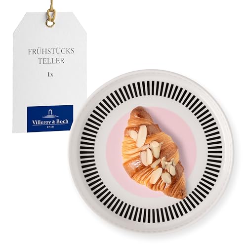 Villeroy & Boch - Memphis Collection Frühstücksteller 21 cm Bunt, Spülmaschinenfest, Mikrowellensicher, Kleiner Teller für Kuchen und Snacks, Dessertteller, Design mit Rosa Akzent, Premium Porzellan