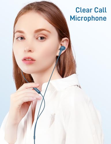Image of iMangoo for Apple MFi-Certified Headphones for Lightning Wired Earbuds Magnetic Ear Buds with HiFi Bass,3 Ear Tips Mic Corded Earphones for Gym, Commuting for iPhone 14 Plus 13 12 11 Pro Max Lake Blue