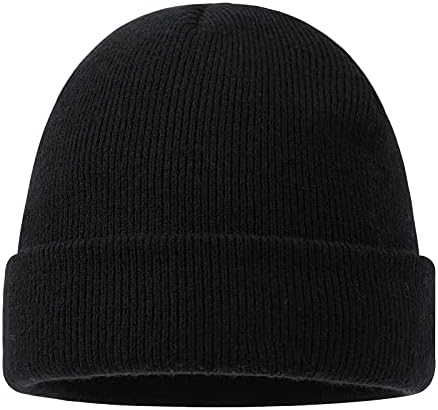 Amazon Brand - Hikaro Mens Wool Beanie with Fleece Knitted Winter Hat Thicken Hat Thermal Windproof Unisex Hats