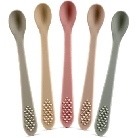 Baby Spoons First Stage Silicone Baby Spoon – Self Feeding Baby Utensils – Infant Spoons First Stage Baby Feeding Spoon - Soft & Gentle on Gums - BPA Free Silicone Baby Spoons Set (Pastel4) Cover