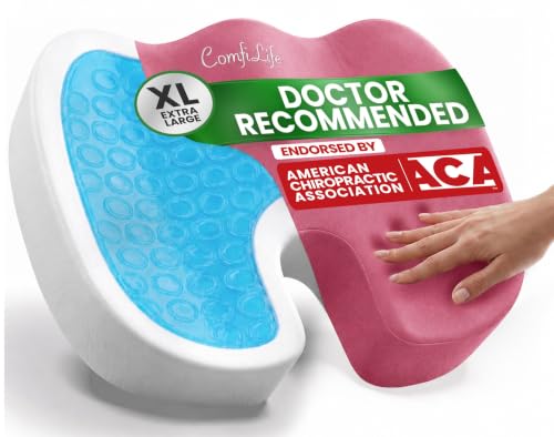 Image of ComfiLife Extra Large Gel & Memory Foam Seat Cushion - Doctor Recommended Office Chair Cushion, Car Seat Cushion - Back & Sciatica Pain Relief - Wide Seat Cushion for Big & Tall (Pink)