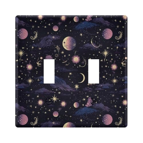 UMIRIKO Moon Star Boho Light Switch Cover Plate Covers Decorative Double Toggle Home Decor 202a8606