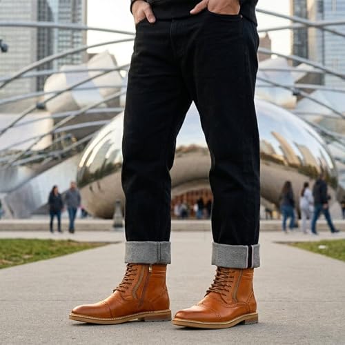 Image of Arkbird Mens Chelsea Boots, Stylish and Comfort Leather Chukka Ankle Boots with Zipper