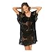 Produktbild TOPKEAL Damen Sommer Strandkleid Spitzen Bluse Tops Sonnencreme Bademode Kimono Cardigan Bikini Cover Up Boho Vertuschen Shirt Perspektivische Strickjacke (Schwarz)