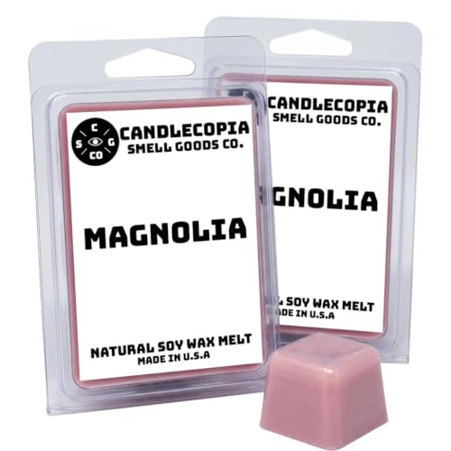 Candlecopia Magnolia Strongly Scented Hand Poured Vegan Wax Melts, 12 Scented Wax Cubes, 6.4 Ounces in 2 x 6-Packs