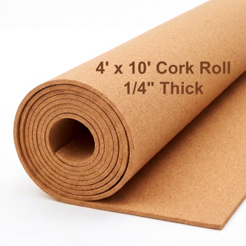 Pangda 4ft x 10ft Multi-Purpose Cork Roll, 1/4" Thick Cork Sheet for DIY