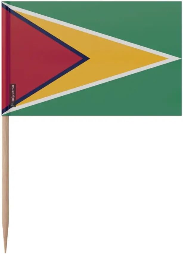 Guyana Flag Toothpicks in Various Sizes 100 Pieces 8 cm