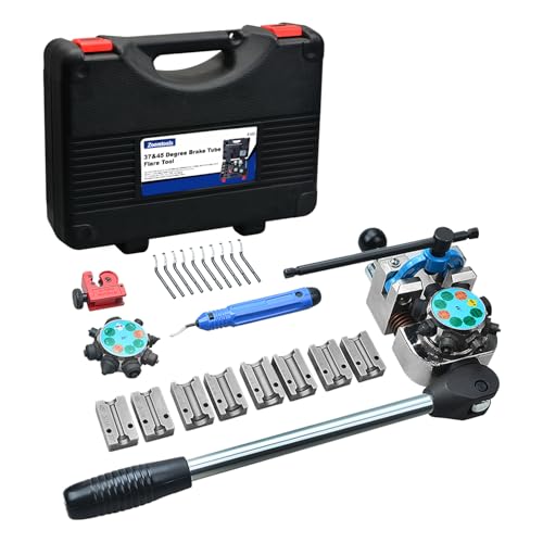Zoomtools 37 & 45 Degree Brake Tube Flare Tool Brake Pipe Flaring Kit for 3/16", 1/4", 5/16", 3/8" Tubes Double Flare, Single Flare & Bubble Flare | Motorcycle & Truck Repair Tool