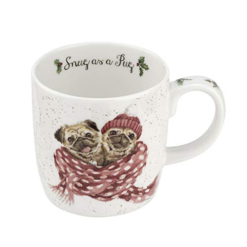 Royal Worcester Wrendale Snug as a Pug Mug 14oz Bone China