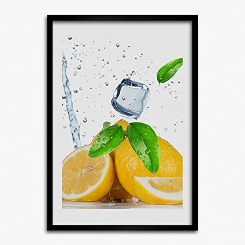 Affiche Decoratif Moderne Citron et glace cadre MDF pour illuminer un mur vide