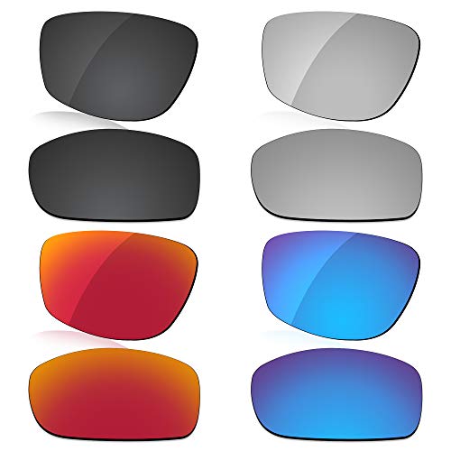Image of LenzReborn High-impact Polarized Lens Replacement for Oakley Fives Squared (4+1) Sunglass - Dark Black+Silver Chrome+Fire Red+Ice Blue