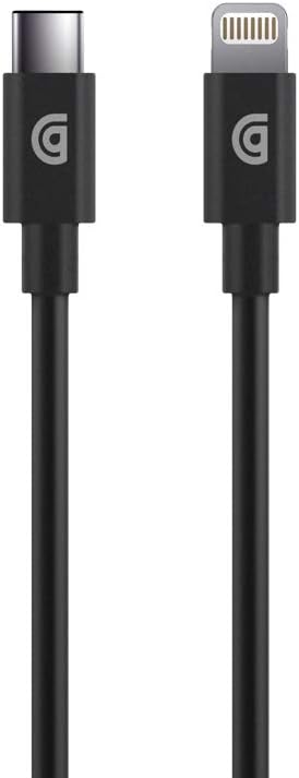 Griffin MFI Charge/Sync Cable Apple Lightning to USB-C Compatible with e.g. iPhone 11/11 Pro/SE (2020) / 12 Mini / 12/12 Pro / 12 Pro Max [1.2 m Long I Fast Charging I Charging & Syncing], Black