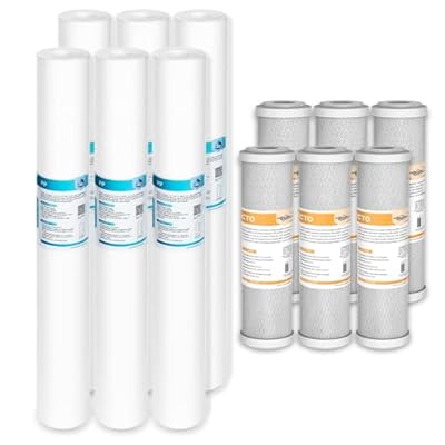 5 Micron 20"x2.5" Melt-Blown Water Filter & 5 Micron 10"x2.5" Carbon Water Filter for Whole House Filtration System and Water Softener System