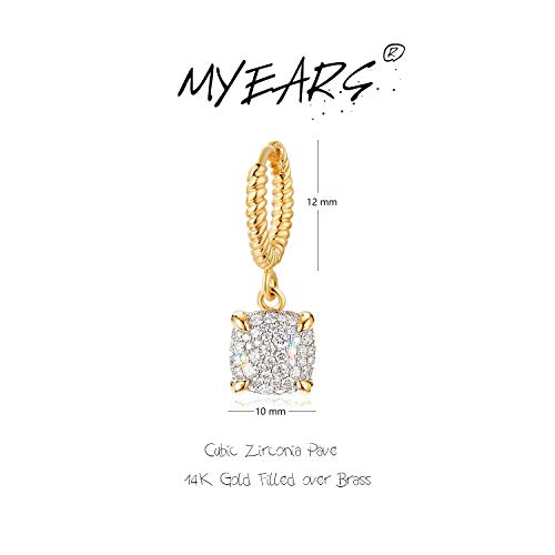 Myears Women Square Earrings Gold Huggie Hoop Twisted Cluster Diamond Cubic Zirconia Dangle Drop 14K Gold Filled Small Boho Beach Simple Delicate Handmade Hypoallergenic Geometric Jewelry Gift #TOP3