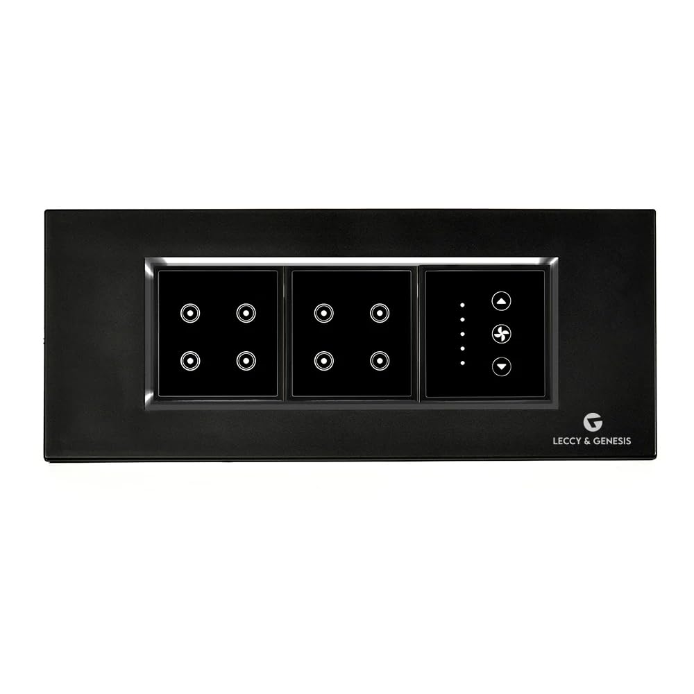 L&G 6 Modular Smart Switch Panel | 8 Smart Switch Control, 1 Smart Fan Regulator | (Compatible with Alexa, Compatible With OK Google & SIRI Shortcut) (Size: 6M- 220 x 90 x 45 mm)