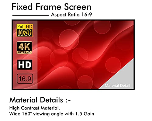 Image of BIG VUE 1 Cm Edge 110 Inches Fixed Frame Projector Screen 16:9 Diagonal Active 3D 4K Ultra Hd Projector Screen (110 Inch, High Contrast Alr)