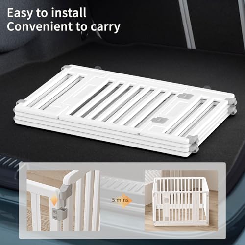 Gupamiga Welpenlaufstall, Hundelaufstall faltbar mit Tür, welpenauslauf für Wohnung, Fest und Glatt, Einfache Installation, Weiß （89 x 89）