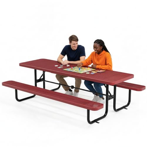 Metal Picnic Table Set with Umbrella Hole