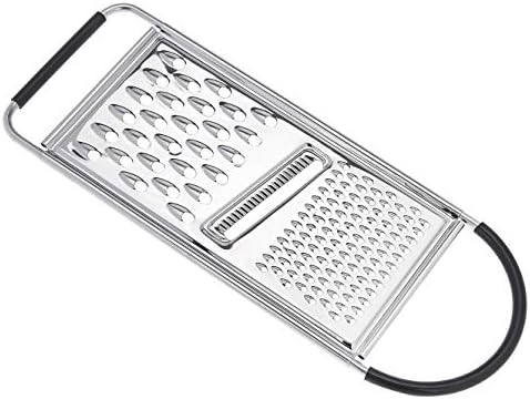 AmazonCommercial Stainless Steel Flat Cheese Grater with Non-Slip Handle and Base