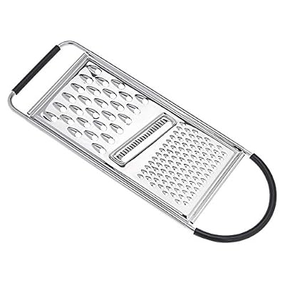 Amazon Basics Cheese Grater with Handle, Stainless Steel Zester, Easy to Clean, Dishwasher Safe, Rectangular, Non-Slip, Multifunction Tool for Kitchen Prep, Vegetables, Black