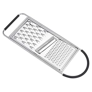 Amazon Basics Cheese Grater with Handle, Stainless Steel Zester, Rectangular, Non-Slip, Multifunction Tool for Kitchen Prep, Black (Previously AmazonCommercial brand)