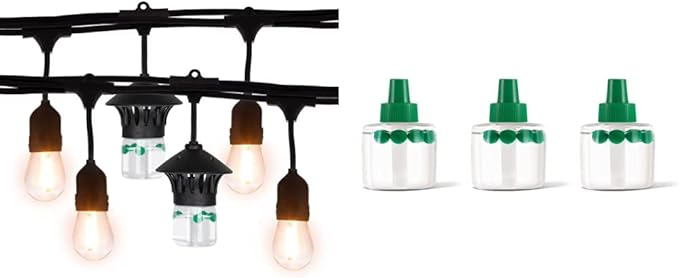 TIKI Brand Bitefighter Outdoor LED Weatherproof Proven Mosquito Repellent String Lights 36 Ft, Includes 6 Replaceable Repellent Pods plus
