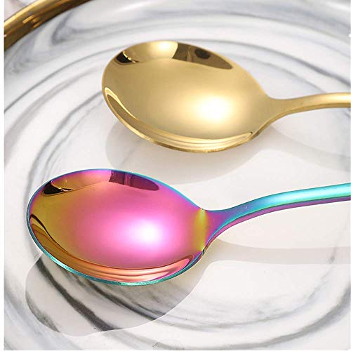 Soup Spoons,4Pcs Stainless Steel Spoon Table Spoons Ice Cream Spoon Perfect For Home And Kitchen (Round) #TOP4