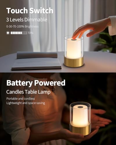 Image of 4 inch Bronze Cordless Table Lamp Set of 2, Outdoor Rechargeable Lamp