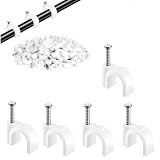 100 clip rotonde per cavi, 7 mm, per organizzare Ethernet, cavo USB, linea telefonica e linea TV, colore bianco
