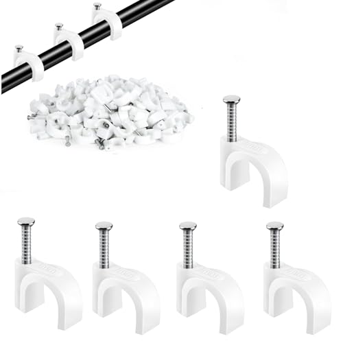 Image of 100PCS Round Cable Clips, 7MM Cable Nail Clips for Organizing Ethernet, USB Cable, Phone Line and TV Line-White