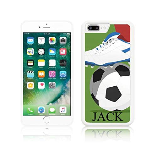 Jackster Trading Ltd Personalised 'FOOTBALL FOOTBALLER with NAME ' Silicone TPU Case for all Apple IPHONES (iPhone 8 PLUS, WHITE)