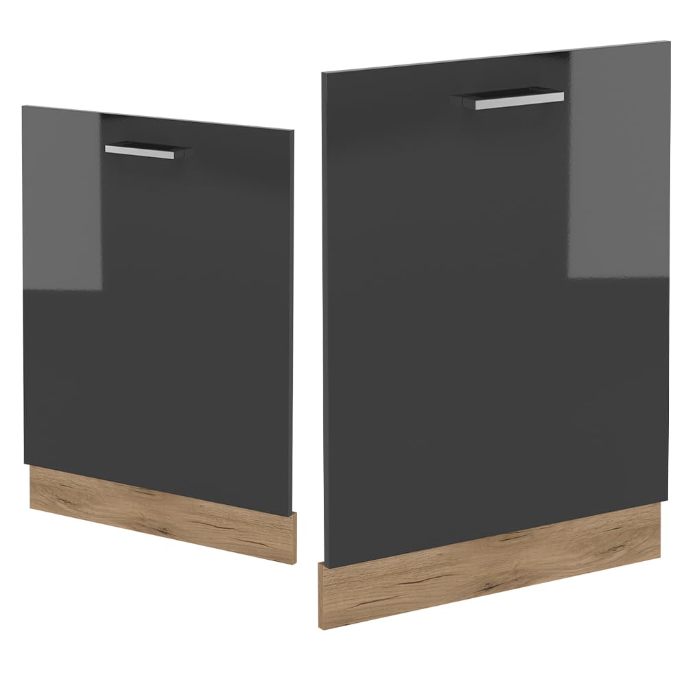 Vicco Panel Frontal del lavavajillas R-Line, Antracita Alto Brillo, 60 cm