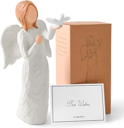 Erelaer Schutzengel Statue, Handbemalte Engel Figur mit Taube,...