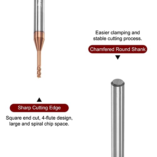Image of HARFINGTON 2pcs Square Nose End Mill 4mm Shank 1.5mm x 10mm AlTiSin Coated Solid Carbide Long Reach Extended Neck 4 Flutes CNC Router Bit Milling Cutter for Stainless Steel Hardened Steel