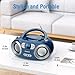 MEGATEK Portable CD Player Boombox with FM Radio, Bluetooth, USB Port, AUX Input, and Headphone Jack – CD-R/CD-RW/MP3-CD Compatible, Clear Stereo Sound, Backlit LCD Display – Blue Jay