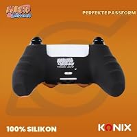 Konix Naruto Shippuden Schutzhülle für DualSense PS5 Controller - Silikon - Daumenstützen - Kurama/Kyûbi und Naruto Motiv - Schwarz – Ansicht 3