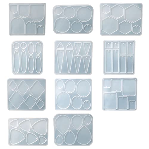 Jewelry Resin Casting Mold Fashion Pattern Necklace Pendant Earring Crystal Epoxy Kit Handmade Craft Silicone Necklace Pendant Molds for Resin Casting - Thumbnail 4