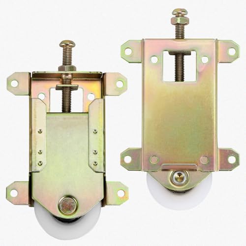 Image of Sliding Mirror Door Rollers Replacement, Fits Prime-Line N 6870, for Wood Framed Sliding Mirror Doors, 64MM Vertical H.C., 38MM Nylon Concaved Ball Bearing Wheel, 4 Pack.
