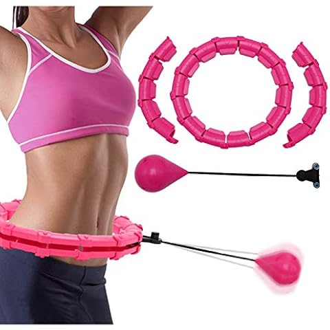 Smart Weighted Hula Ring Hoops, Fitness Exercise Hoop with Weight Ball, Weight Loss Massage Indoor Trainers for Adults and Kids, Auto-Spinning Hoop with 24 Detachable Knots Cover