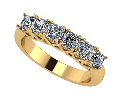 NANA 10k Yellow Gold Asscher Cut 1ctw Simulated Diamond Anniversary Ring, Swarovski Zirconia CZ Wedding Engagement Band-Size 10