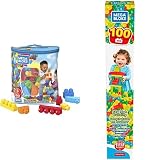 set de construcción para bebés y niños pequeños que incluye 80 mega bloks maxi y una bolsa ecológica con cierre de cremallera