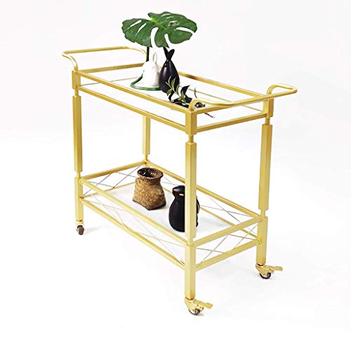 Kxa 2-Tier Wrought Iron Wine Water Rack Service Trolley Home Hotel Restaurant Wine Multifunctional Storage Trolley (Gold, 89 * 82 * 38Cm) #TOP21