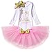 Produktbild Neugeborene Säuglings Kleinkind Baby Mädchen Ist es Mein 1. / 2. Geburtstags Prinzessin Outfits Spielanzug Rock Tütü Pettiskirt mit Bowknot Stirnband Beinwärmer Partykleid Fotoshooting Kostüm