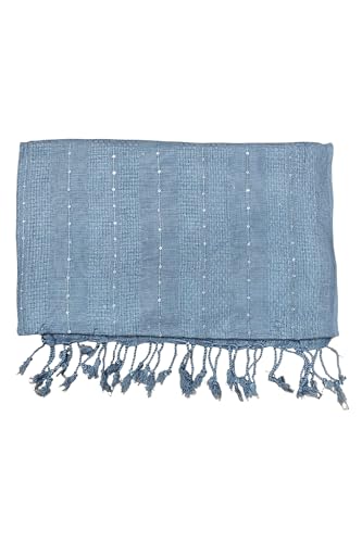 Image of Solid Sequin Stole with Tassels for Women & Men - Soft Lightweight Rayon Fabric | Available in 10+ Colours | 70 x 180 cm