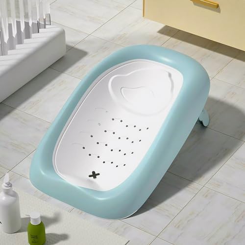 Image of Baby Bather and Bath Chair for Newborns & Infants 0-10 Months, Foldable & Adjustable, Anti-Skid Base, Washable Soft Mesh Seat, Perfect New Born Baby Products, Baby bath seat, Baby Essentials, Ideal Baby Shower Gifts, Toys (MNBS2 BLUE)