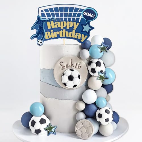 35Pcs Soccer Cake Topper Soccer Ball Cake Decorations Soccer Player Happy Birthday Cake Insert Toppers with Colorful Balls Soccer Model for Men Boy Soccer Football Sport Theme Birthday Party Supplies by SONICEBUY - Used condition - US$8.09