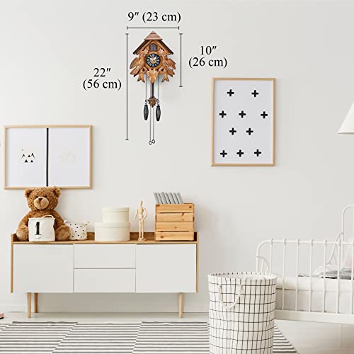 Reloj de cuco con decoraciones de madera fina y movimiento de cuarzo 5
