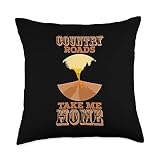 Country Roads Take Me Home Design Rodeo Truck South Lyrics Throw Pillow