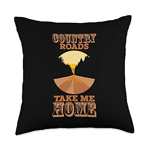 Country Roads Take Me Home Design Rodeo Truck South Lyrics Throw Pillow